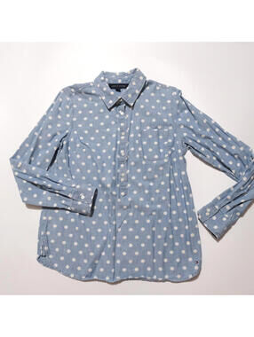 Tommy Hilfiger Women’s Denim Shirt Button Up Long Sleeve Spotted Denim Size M
